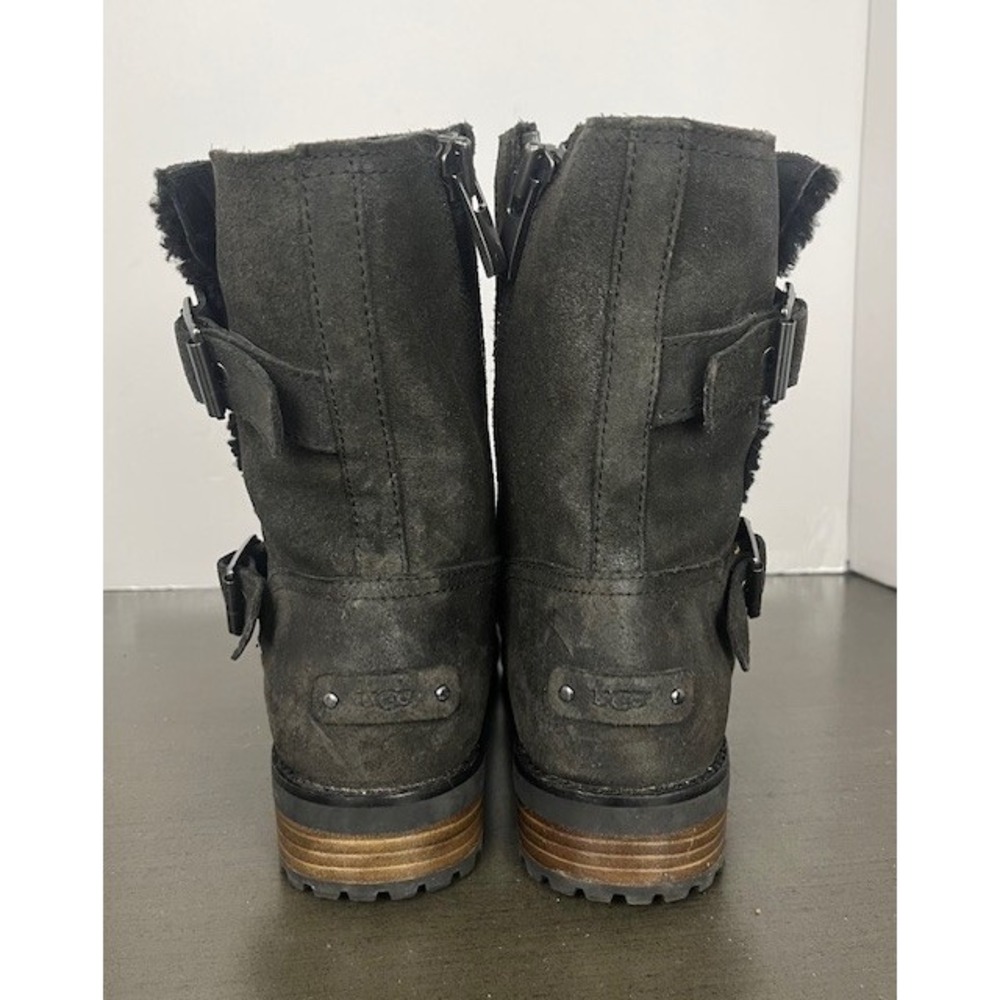 UGG Black Ankle Boots with Buckle Detail - Picture 4 of 10